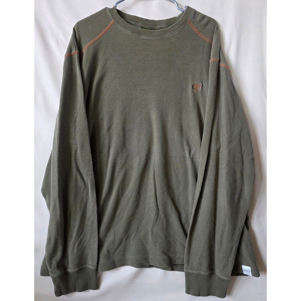 Timberland Boot Company Mens XXL Olive Green Waffle Knit Thermal Long Sleeve - Picture 1 of 5